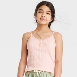 NWOT girls button down lace trimmed tank top Size M 8